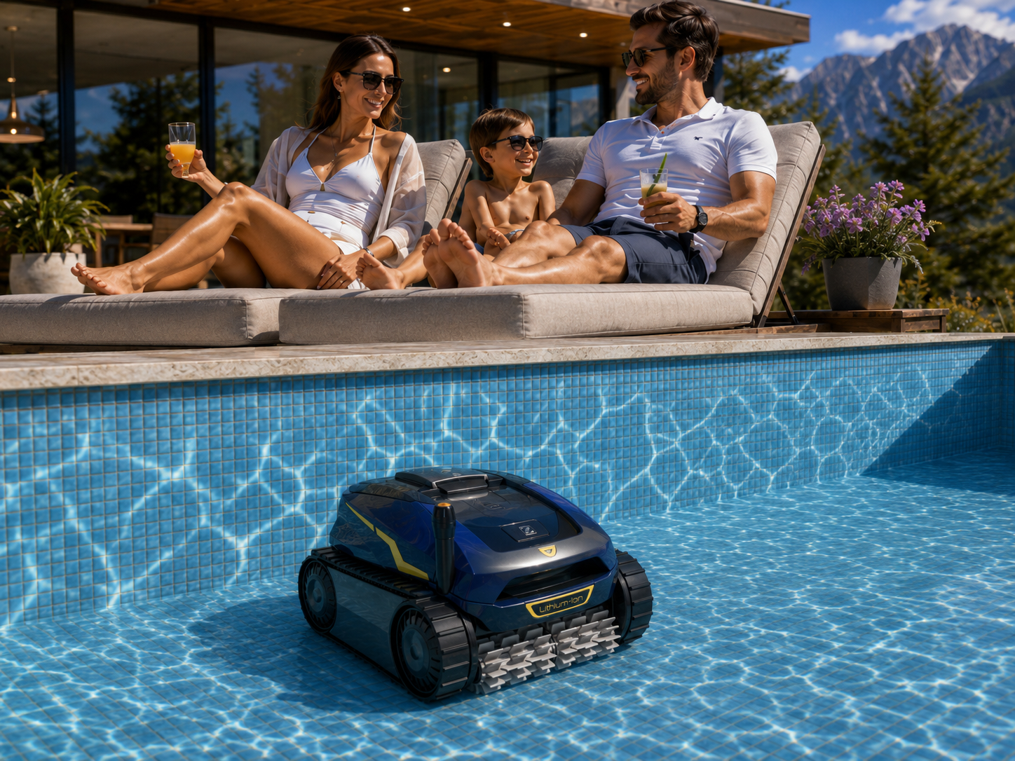 Poolroboter Zodiac Freerider with his family